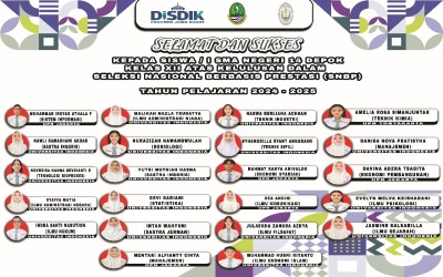 SELAMAT DAN SUKSES KEPADA SISWA/I SMA NEGERI 14 DEPOK ATAS KELULUSAN DALAM SELEKSI SNBP 2024 - 2025
